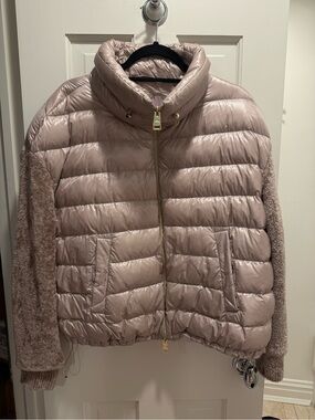 Herno Pale Pink Quilted Puffer Jacket with Knit Sleeves